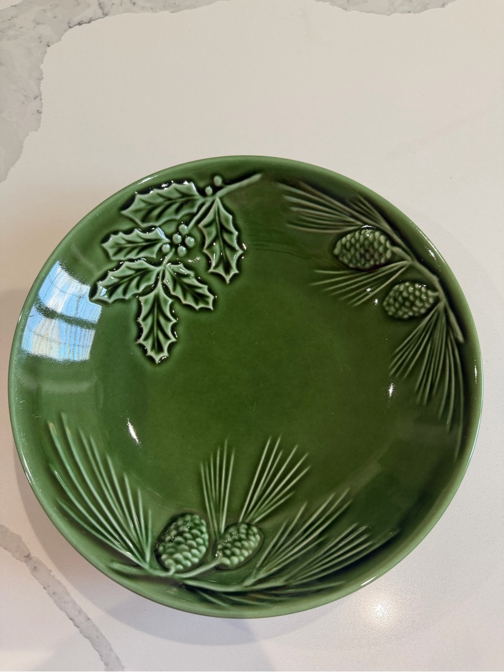 Lenox (3) Green Holiday Pine & Holly Decorative Serving Bowls